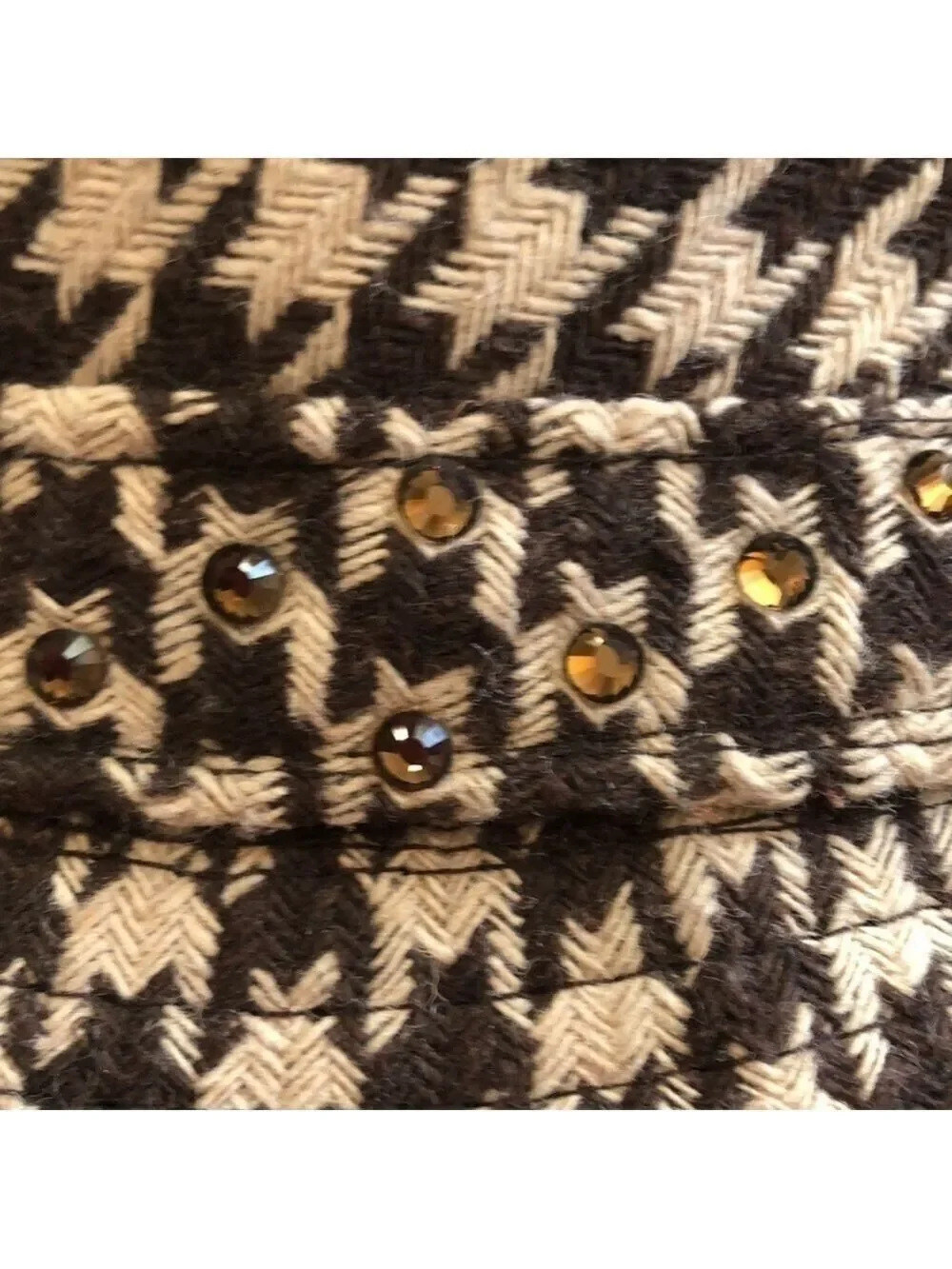 BROWN and beige houndstooth Fedora.